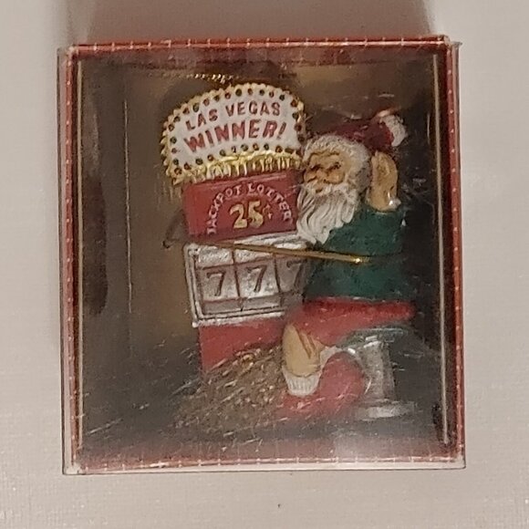 LAS VEGAS Santa Ornaments x 2 Las Vegas Welcome Sign Jackpot Santa - Picture 2 of 8